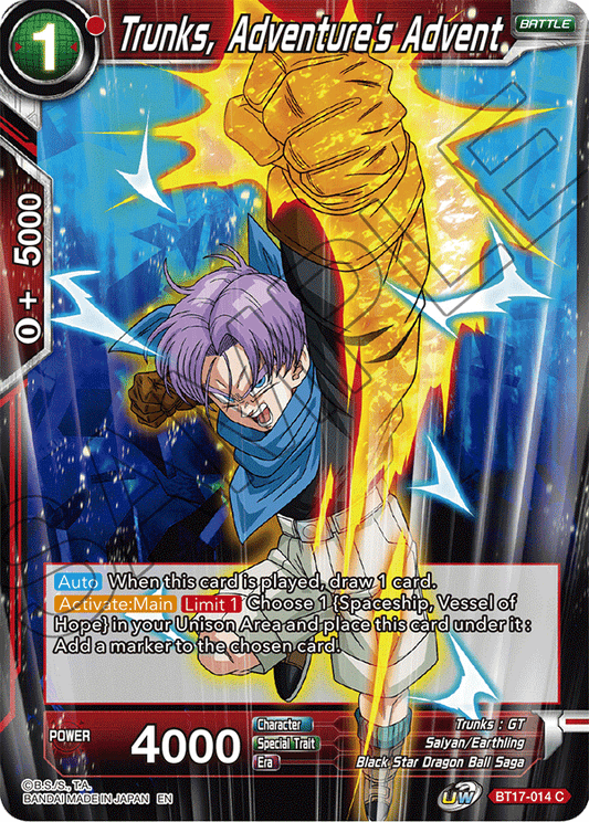 Trunks, Adventure's Advent - Ultimate Squad - Common - BT17-014