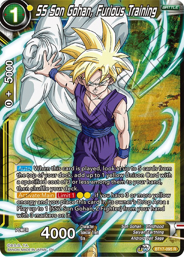 SS Son Gohan, Furious Training - Ultimate Squad - Rare - BT17-095