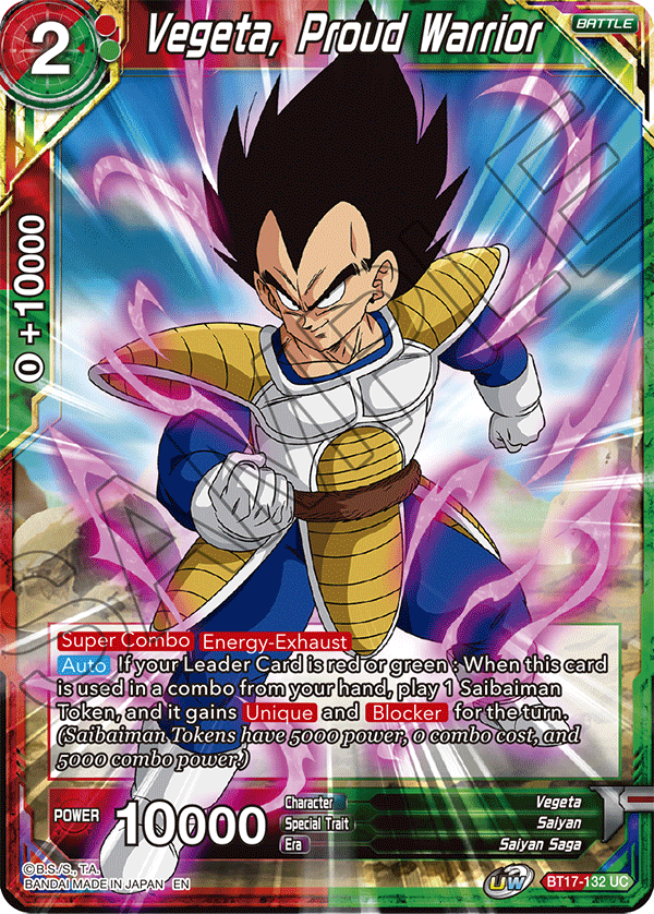 Vegeta, Proud Warrior - Ultimate Squad - Uncommon - BT17-132