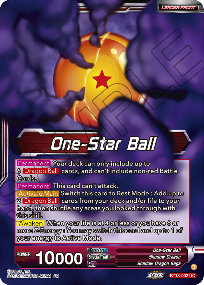 One-Star Ball // Syn Shenron, Despair Made Manifest - Dawn of the Z-Legends - Uncommon - BT18-002
