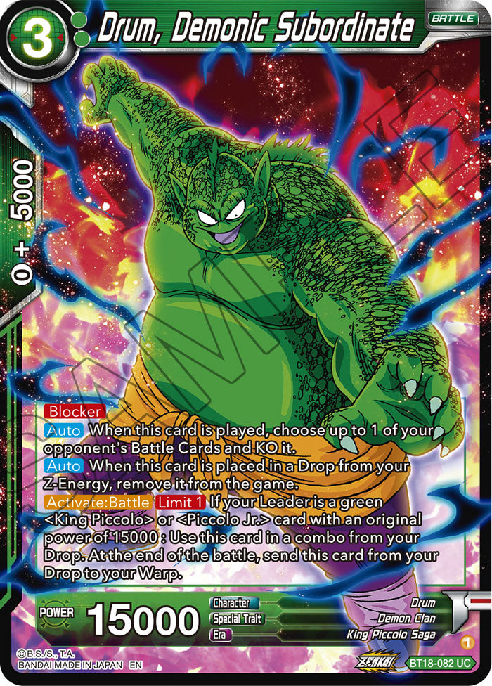Drum, Demonic Subordinate - Dawn of the Z-Legends - Uncommon - BT18-082