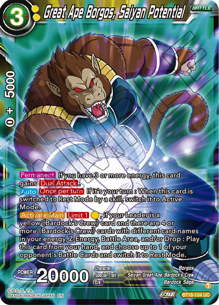 Great Ape Borgos, Saiyan Potential - Dawn of the Z-Legends - Uncommon - BT18-104