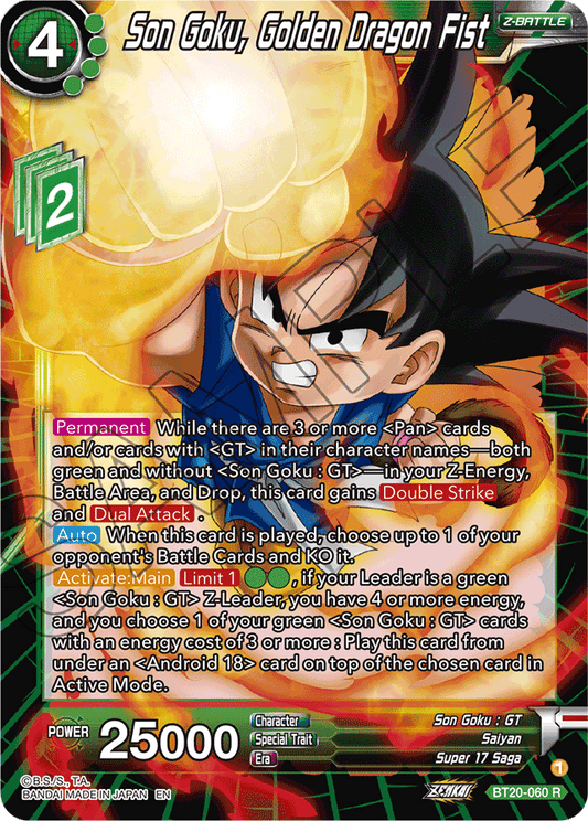 Son Goku, Golden Dragon Fist - Power Absorbed - Rare - BT20-060