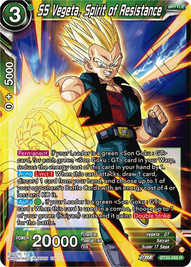 SS Vegeta, Spirit of Resistance - Power Absorbed - Rare - BT20-068