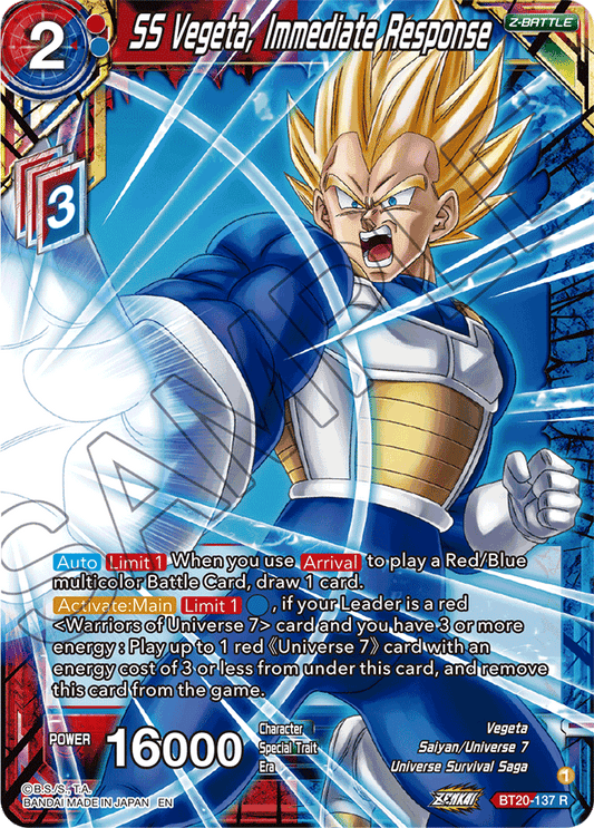 SS Vegeta, Immediate Response - Power Absorbed - Rare - BT20-137