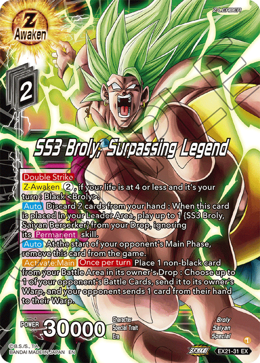SS3 Broly, Surpassing Legend - 5th Anniversary Set - Expansion Rare - EX21-31