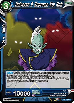 Universe 9 Supreme Kai Roh (Reprint) - Battle Evolution Booster - Common - TB1-034